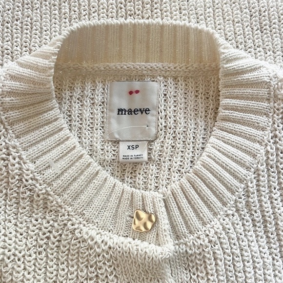 NWOT Anthropologie Maeve Short-Sleeve Button-Front Cardigan Ivory White - Picture 15 of 16